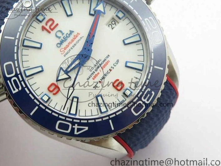 0117 Comfortable Planet Ocean 43.5mm America’s Cup VSF Best Edition White Dial On Blue Gummy Strap A 7900